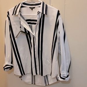 NWT. Massimo Dutti Black White Oversized Cotton Shirt